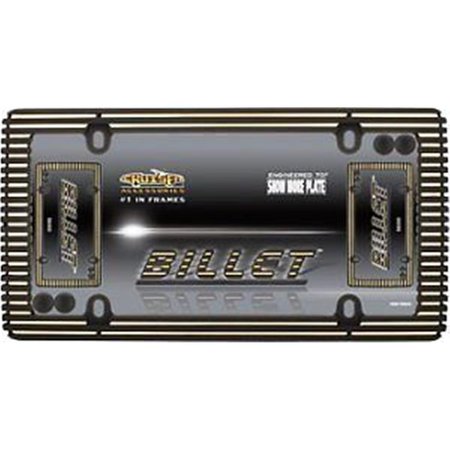 STRIKER Billet License Plate Frame with Fastener Caps, Black-gold ST89583